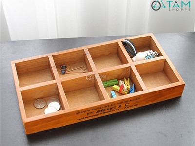 Khay gỗ chữ nhật decor chia 8 ngăn số 17